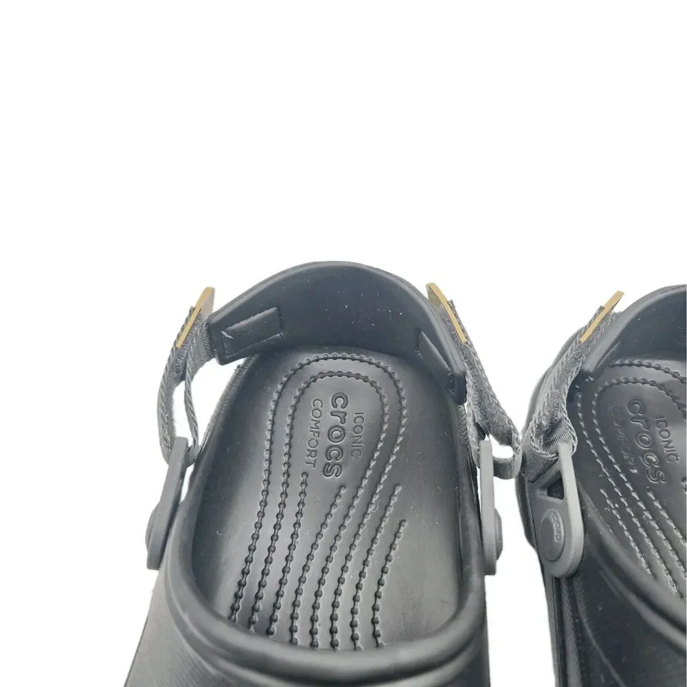 Crocs Classic All-Terrain Clog Black Mens 9 Womens 11 Adjustable Strap Sandals